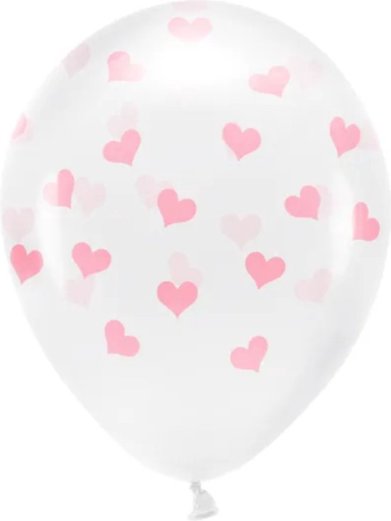 Eco Ballonnen 33 cm - Crystal Clear rode harten - 6 stuks