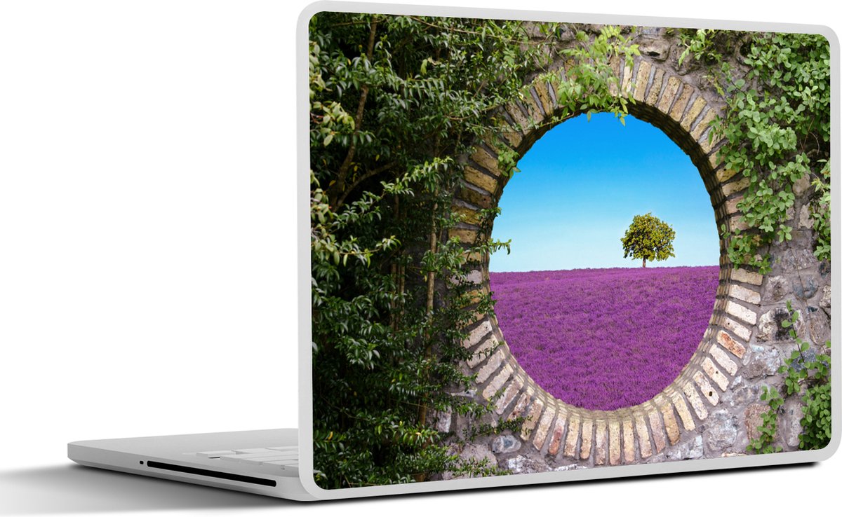 Laptop sticker - 10.1 inch - Lavendel - Doorkijk - Bloemen - Zomer - 25x18cm - Laptopstickers - Laptop skin - Cover