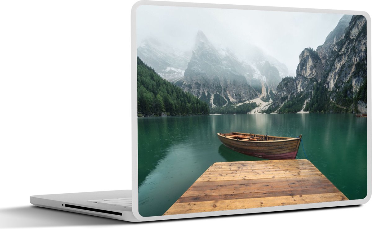 Laptop sticker - 17.3 inch - Mist - Sneeuw - Berg - Boot - 40x30cm - Laptopstickers - Laptop skin - Cover