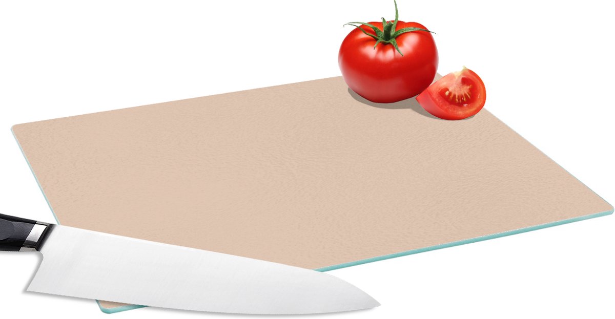 Glazen Snijplank - 28x20 - Beige - Kleuren - Effen - Snijplanken Glas