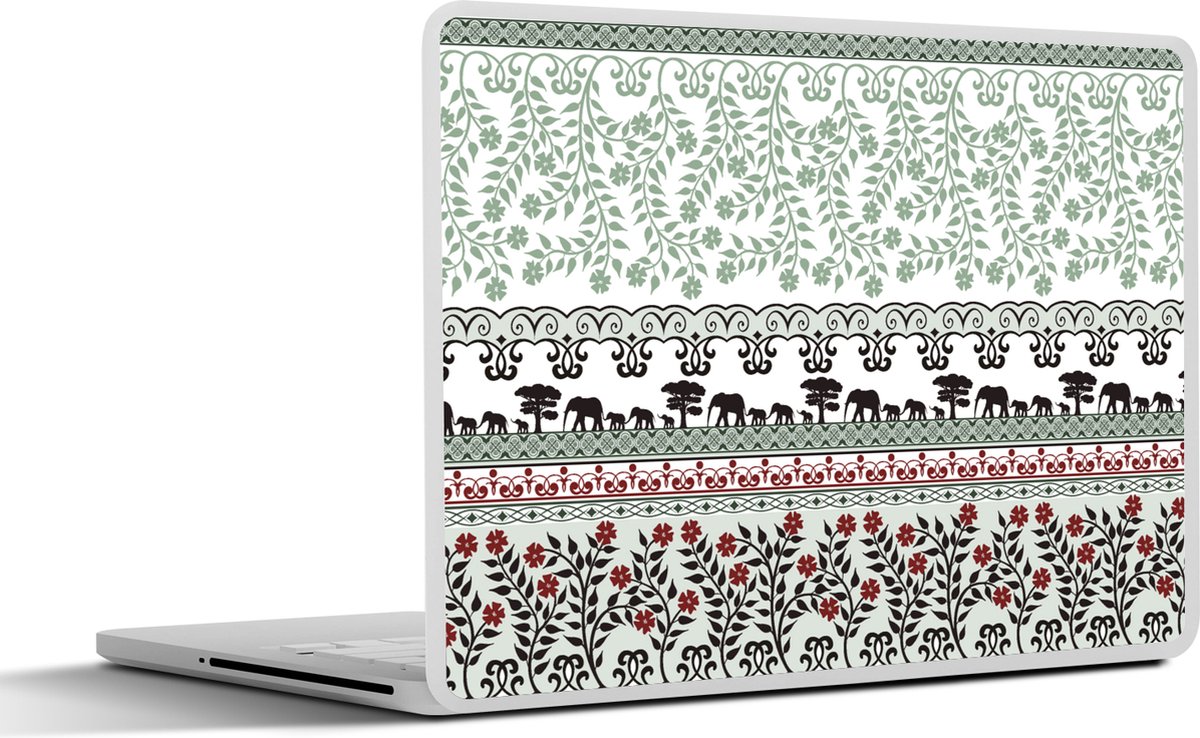 Laptop sticker - 13.3 inch - Planten - Olifant - Patroon - 31x22,5cm - Laptopstickers - Laptop skin - Cover