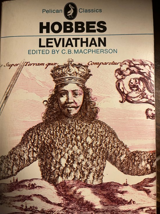 Couverture du livre Leviathan de Hobbes, montrant une gravure d'une figure couronnée recouverte d'écailles et d'un blason.