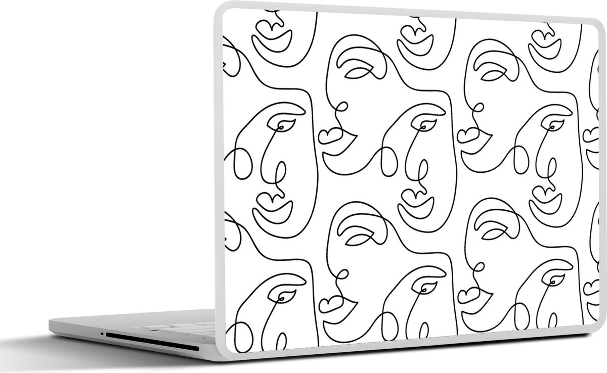 Laptop sticker - 17.3 inch - Line Art - Patronen - Zwart Wit - 40x30cm - Laptopstickers - Laptop skin - Cover