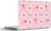 Laptop sticker - 11.6 inch - Donuts - Kawaii - Patronen - Pastel - 30x21cm - Laptopstickers - Laptop skin - Cover