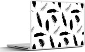 Laptop sticker - 14 inch - Veren - Zwart Wit - Patroon - 32x5x23x5cm - Laptopstickers - Laptop skin - Cover