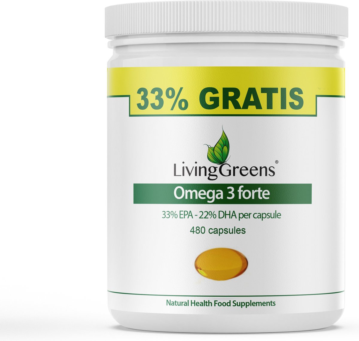 Bol.com LivingGreens-Omega 3 Forte 360+120-GRATIS- capsules-Gratis-Voordeelverpakking-visolie aanbieding