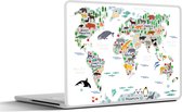 Laptop sticker - 15.6 inch - Wereldkaart - Kinderen - Dieren - Planten - 36x27,5cm - Laptopstickers - Laptop skin - Cover