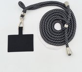 Universeel verstelbare telefoonkoord - zwart grijs gevlochten - 150 cm