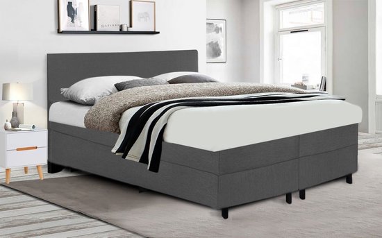 compleetBED® Boxspring 120x200 incl. thuismontage - Complete set met matras  - antraciet | bol.com