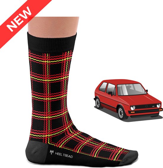 Heel Tread GTI MK1 hoge sokken - Volkswagen golf GTI MK1 - Geruite sokken - fun sokken - Auto sokken - Maat 41-46
