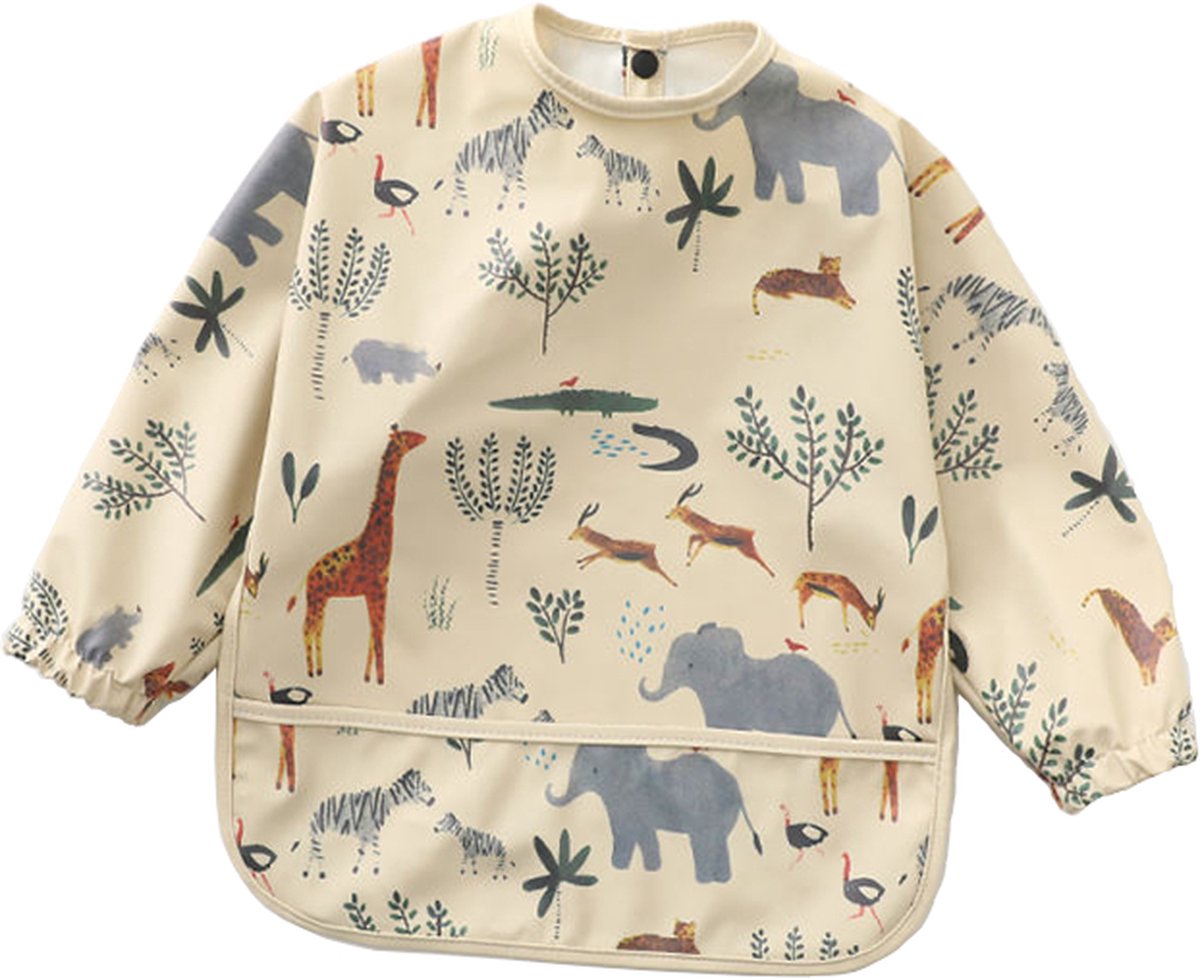 Goedkoopste Mon Avenir - Longsleeve slab - waterproof - schort lange mouwen - Beige - safari dieren