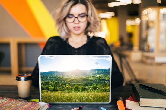 Autocollant pour ordinateur portable - 12,3 pouces - Forêt - Paysage - Soleil - Nature - Lever du soleil - 30x22cm - Autocollants pour ordinateur portable - Skin pour ordinateur portable - Housse