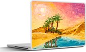 Laptop sticker - 17.3 inch - Schilderij - Olieverf - Palmboom - Natuur - Water - 40x30cm - Laptopstickers - Laptop skin - Cover