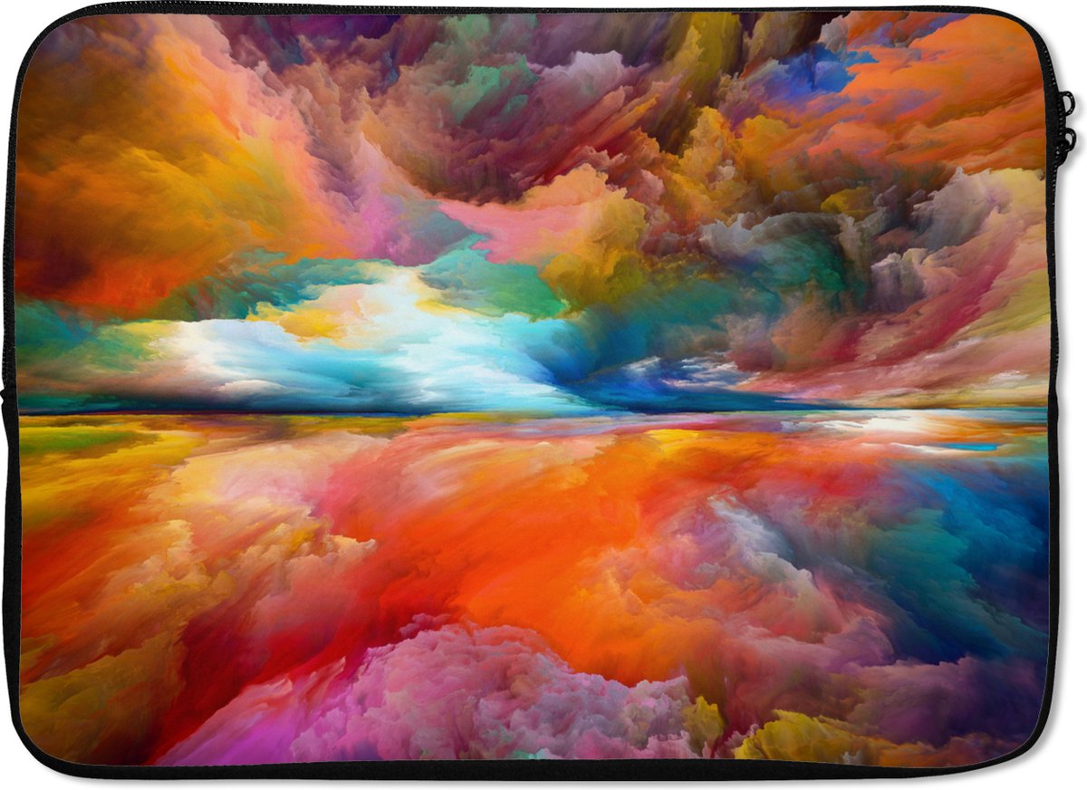 Laptophoes 13 inch - Schilderij - Olieverf - Abstract - Wolken - Laptop sleeve - Binnenmaat 32x22,5 cm - Zwarte achterkant