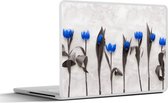 Laptop sticker - 17.3 inch - Bloemen - Tulpen - Blauw - 40x30cm - Laptopstickers - Laptop skin - Cover