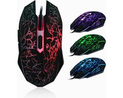 GM3000 gaming muis computer PC muis gaming accessoires 6 knoppen RGB verlichting bedraad ergonomisch zwart rood