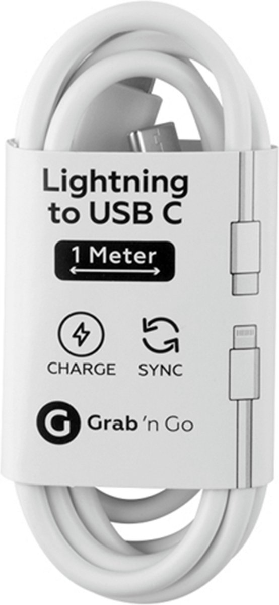 Grab n Go - Câble USB-C vers Apple Lightning 1 mètre - Blanc 1-8430192 