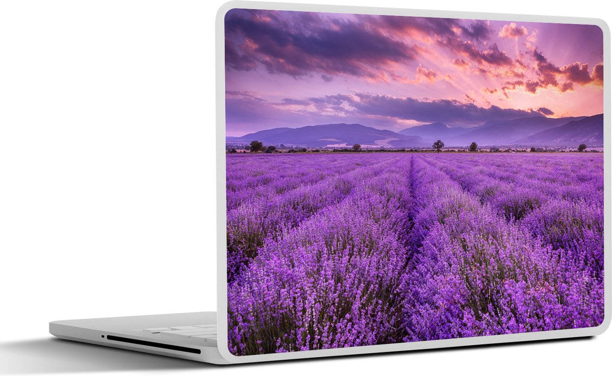 Laptop sticker - 13.3 inch - Lavendel - Paars - Bloemen - Veld - 31x22,5cm - Laptopstickers - Laptop skin - Cover