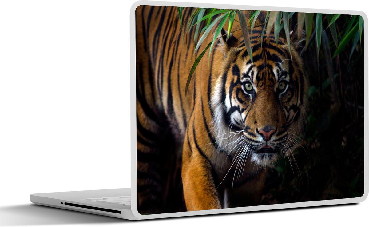 Laptop sticker - 17.3 inch - Tijger - Bladeren - Jungle - Dieren - Wild - 40x30cm - Laptopstickers - Laptop skin - Cover