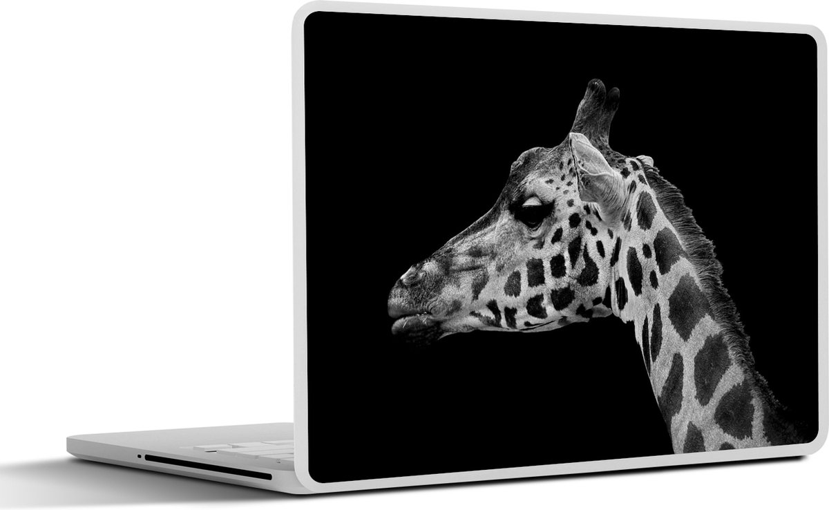 Laptop sticker - 15.6 inch - Dieren - Giraffe - Zwart - Wit - 36x27,5cm - Laptopstickers - Laptop skin - Cover