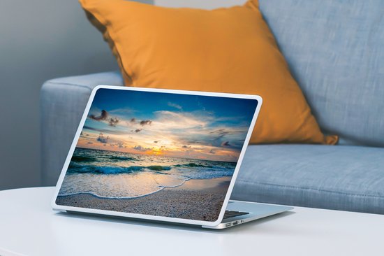 Laptop sticker - 10.1 inch - Strand - Zee - Zonsondergang - 25x18cm - Laptopstickers - Laptop skin - Cover