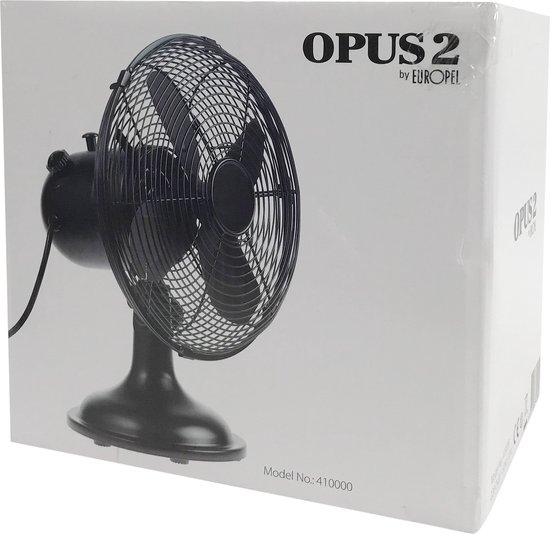 Retro Ventilator 25 cm Zwart Staal Tafelventilator 3 Snelheden Geruisloos Zwenkfunctie OPUS
