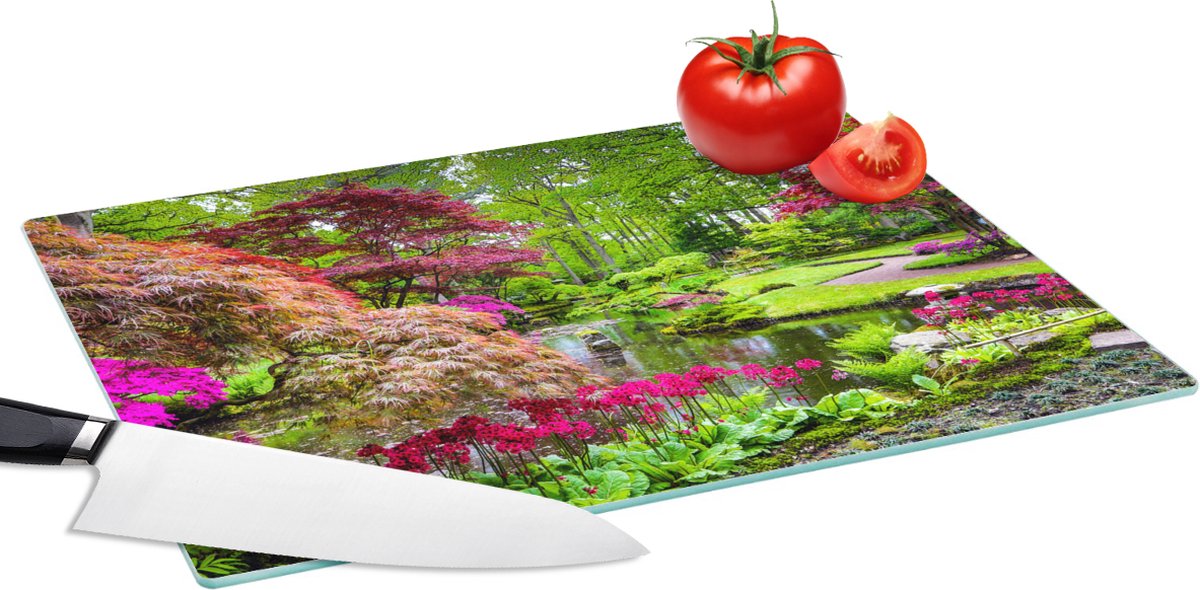 Glazen Snijplank - 39x28 - Bomen - bloemen - Japans - Natuur - Water - Snijplanken Glas