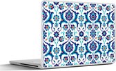 Laptop sticker - 12.3 inch - Bloemen - Patronen - Blauw - 30x22cm - Laptopstickers - Laptop skin - Cover