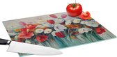 Planche à découper en Verres - 39x28 - Peinture - Peinture à l'huile - Fleurs - Planches à découper en Glas