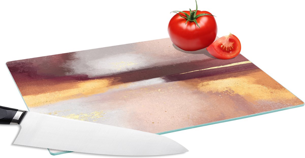 Glazen Snijplank - 28x20 - Verf - Abstract - Pastel - Snijplanken Glas
