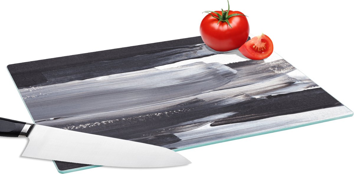 Glazen Snijplank - 39x28 - Verf - Zwart - Design - Snijplanken Glas