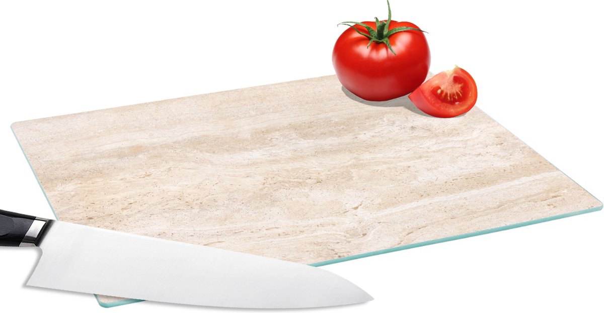 Glazen Snijplank - 28x20 - Marmer - Stenen - Zand - Textuur - Snijplanken Glas