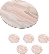 Onderzetters voor glazen - Rond - Marmer - Patroon - Pastel - Abstract - Marmerlook - Luxe - 10x10 cm - Glasonderzetters - 6 stuks