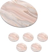 Sous-verres de Verres - Rond - Marbre - Motif - Pastel - Abstrait - Aspect Marbre - Luxe - 10x10 cm - Dessous de verre - 6 pièces