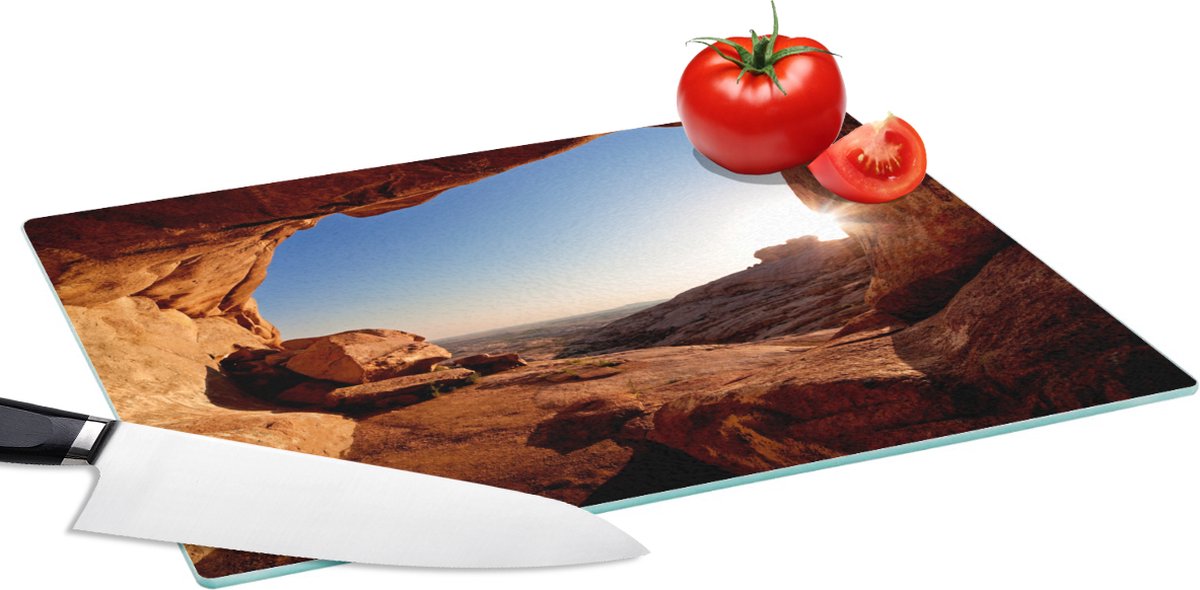 Glazen Snijplank - 39x28 - Grot - Woestijn - Zon - Landschap - Snijplanken Glas