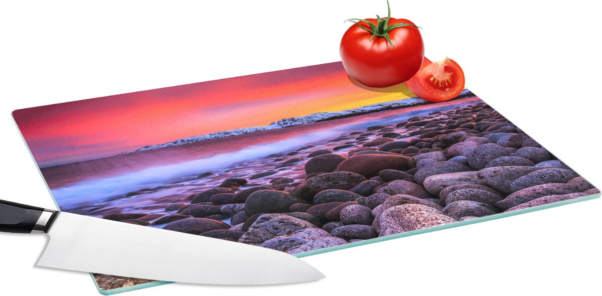 Glazen Snijplank - 39x28 - Zon - Stenen - Sneeuw - Landschap - Water - Snijplanken Glas