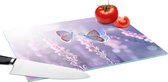 Planche à découper en Verres - 39x28 - Papillon - Lavande - Fleurs - Violet - Planches à découper en Glas