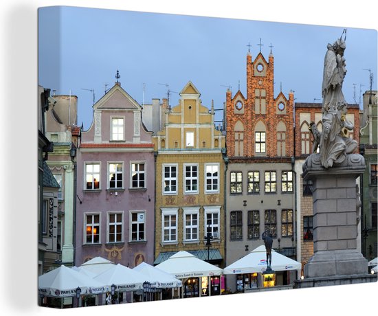 Canvas Schilderij De oude markt van Poznan in Polen - 60x40 cm - Wanddecoratie