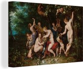 Canvas Schilderij Nimfen vullen de hoorn des overvloeds - Schilderij van Peter Paul Rubens - 30x20 cm - Wanddecoratie