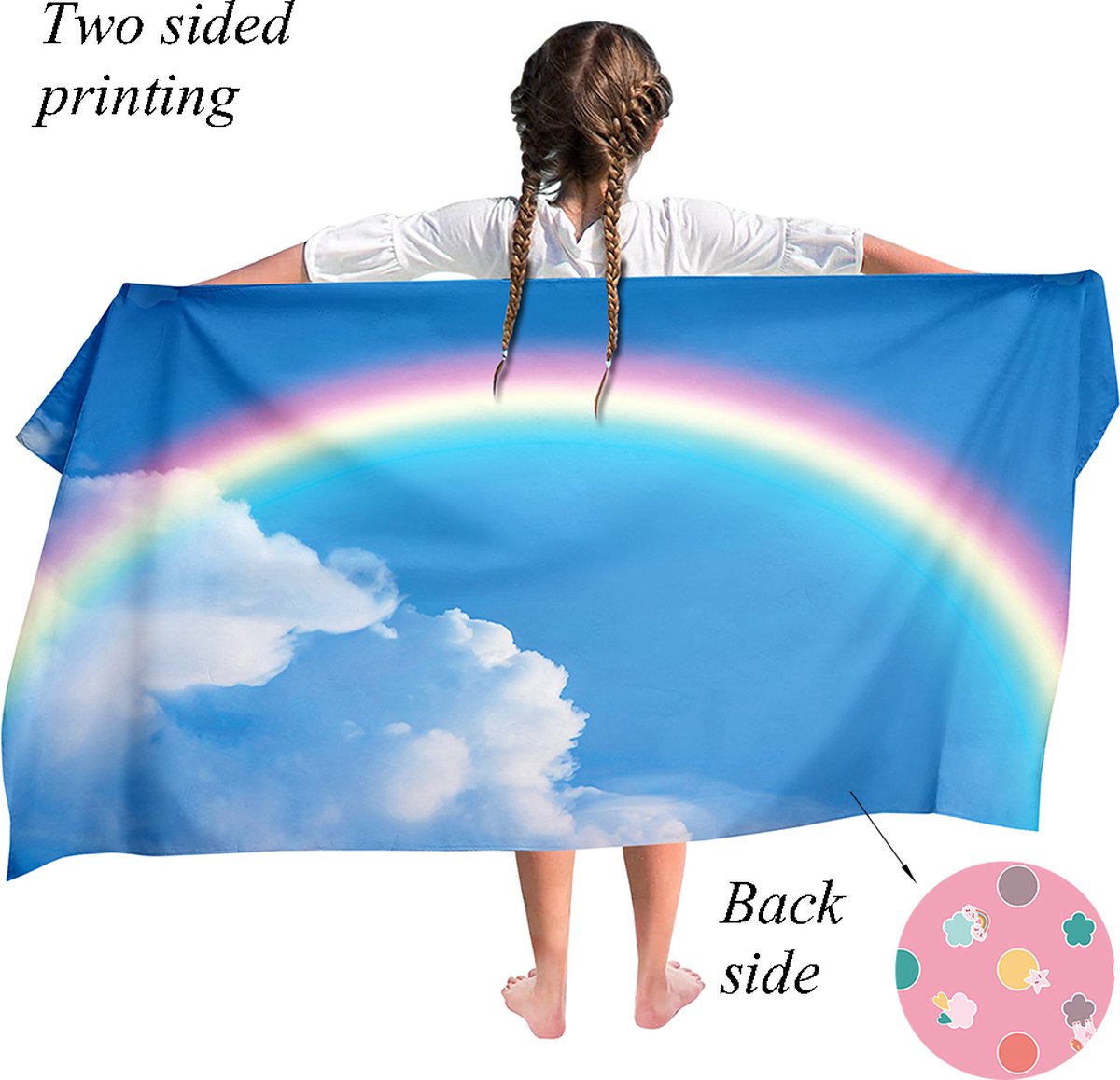 Bol.com Ulticool Microvezel Handdoek Regenboog - Badhanddoek Strandlaken - Kind Meisje Jongen - Sneldrogend Badlaken - 140 x 70 ... aanbieding