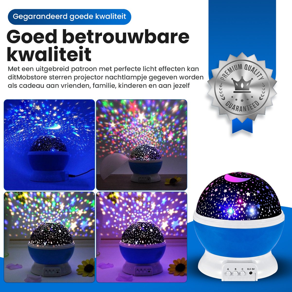 Mobstore Sterrenprojector Nachtlampje - LED Projector Bol Wit - Sterren Projector - Galaxy Projectie - Star Light - Sterrenhemel Snoezellamp - Slaaptrainer Baby - Nachtlampje Kinderen - Speelgoed Jongens en Meisjes - Projectorlampen - Babyprojectors – foto 3