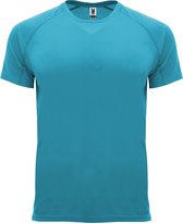 Turquoise unisex sportshirt korte mouwen Bahrain merk Roly maat S