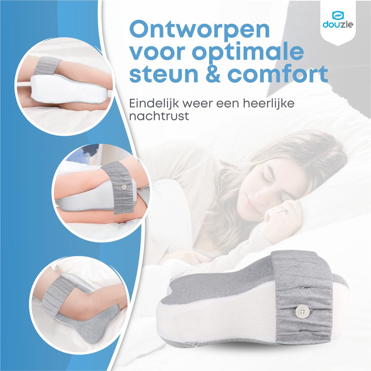 Ondersteuning Rug Heupen Knieën Pozico Kniekussen Voor Zijslapers - Ergonomisch Traagschuim Kussen Voor Benen, Rug En Heupen Met Wasbare Hoes En Draaglus Twitch Kussen