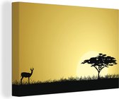Illustration d'un coucher de soleil lors d'un safari africain sur toile 120x80 cm - Tirage photo sur toile (Décoration murale salon / chambre)
