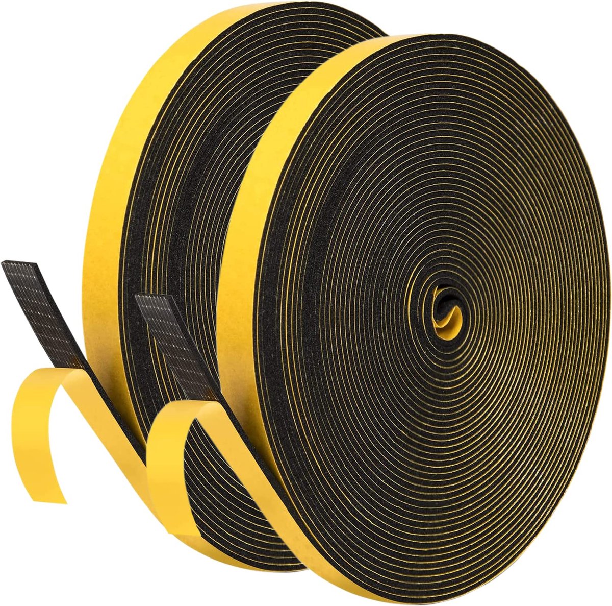 LAUWG - Afdichtingstape, zelfklevend voor deuren, ramen, schuimrubberen band, deurafdichting, rubberen afdichting voor botsingsafdichting, geluidsisolatie (zwart, 6 mm (B) x 1,5 mm (D)/20 m)