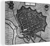 Le plan de la ville historique de Roermond en toile noir et blanc - Carte 80x60 cm - Tirage photo sur toile (Décoration murale salon / chambre)