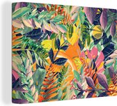 Canvas Schilderij Bloemen - Jungle - Tropisch - 80x60 cm - Wanddecoratie