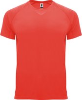 Fluorescent Koraalroze unisex sportshirt korte mouwen Bahrain merk Roly maat XXL