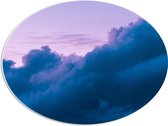 WallClassics - PVC Schuimplaat Ovaal - Wolken met Blauwe Gloed - 56x42 cm Foto op Ovaal  (Met Ophangsysteem)