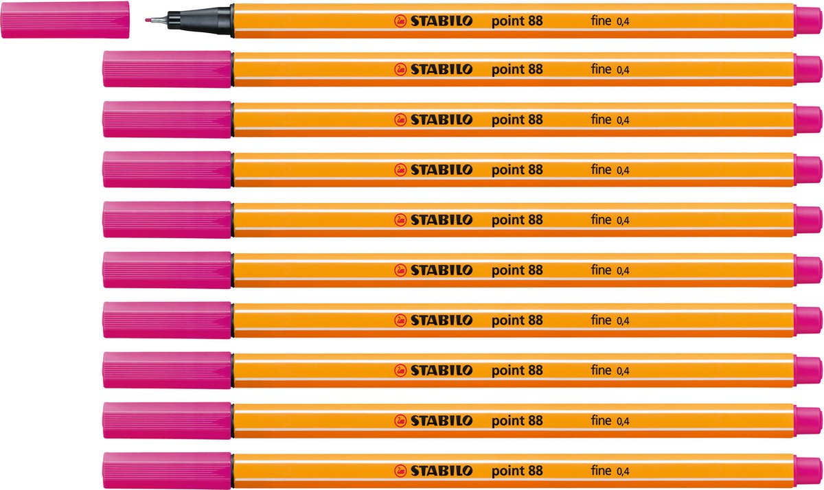 STABILO point 88 - Premium Fineliner - Fine 0,4 mm – Roze – Doos 10 stuks